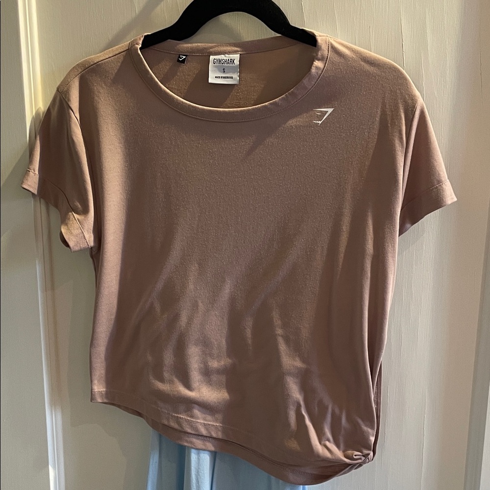 BUNDLE Gymshark Women's Beige Short Sleeve Tee and Blue Top